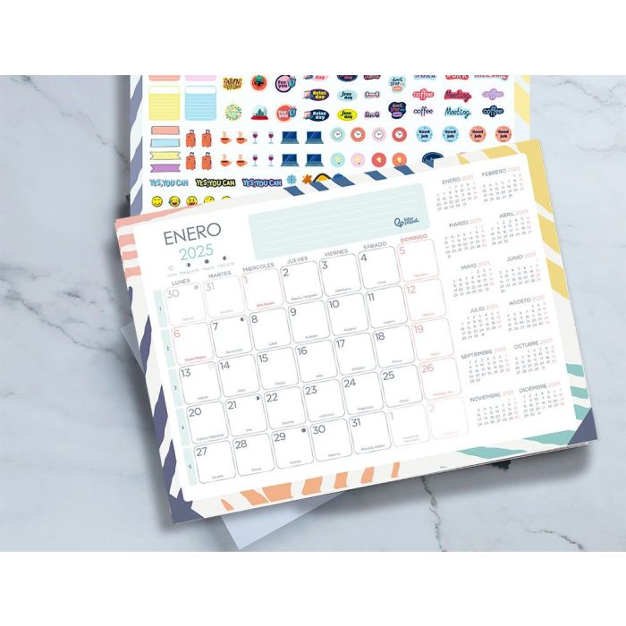 Planning Mensual Liderpapel Joven 2025 44x32 cm Con Pegatinas Lomo Engomado Papel 128 gr 3