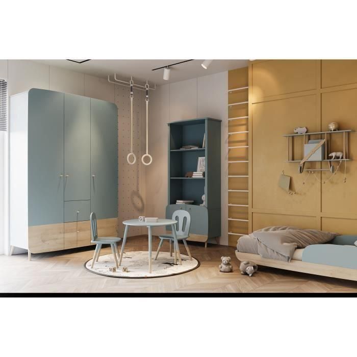 Conjunto de 1 mesa + 2 sillas FIRMIANA - Estilo escandinavo - colores: azul tormenta y madera natural - DEMEYERE Conjunto de 1 mesa + 2 sillas FIRMIANA - Estilo escandinavo - colores: azul tormenta y madera natural - DEMEYERE