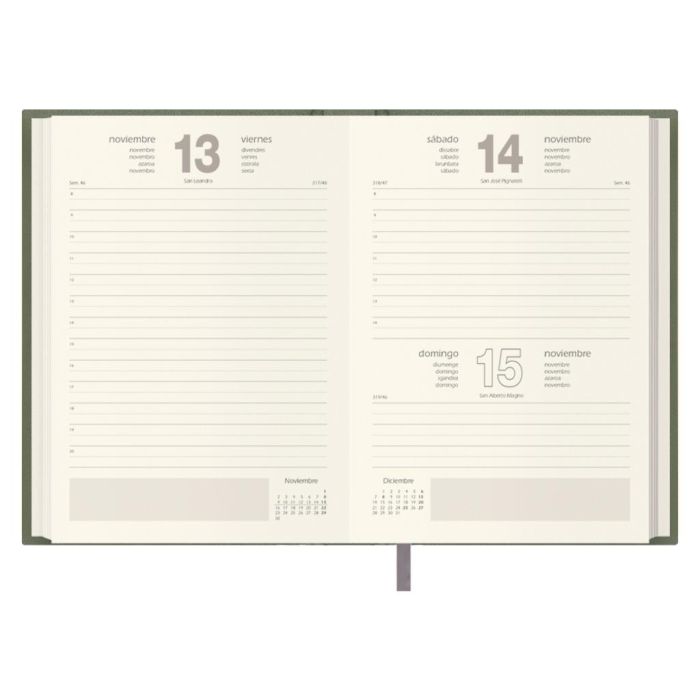 Dohe 12738-26 Agenda 2026 Día por Página Lausana Polipiel 14x20cm Verde Papel Offset Ahuesado 70g/m2 FSC Mixto