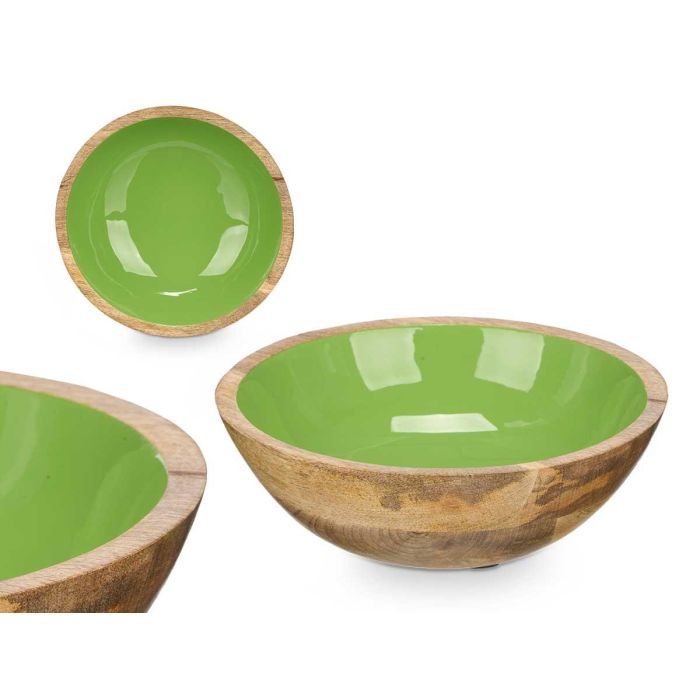 Plato Hondo 20 cm Madera Mango Verde - Giftdecor (12 Unidades) Plato Hondo 20 cm Madera Mango Verde - Giftdecor (12 Unidades)