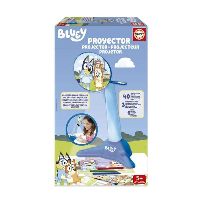 Educa Proyector Bluey con Lámpara LED, 40 Diapositivas, 4 Ceras y 1 Lápiz (5-9 Años) 1