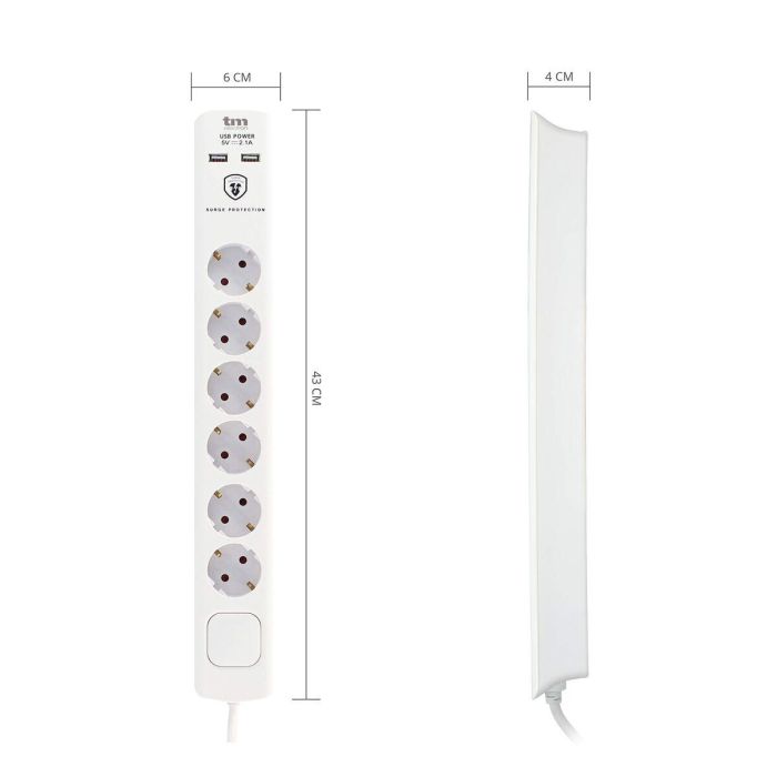 Regleta Enchufes 6 Tomas con Interruptor TM Electron TMUAD306 10