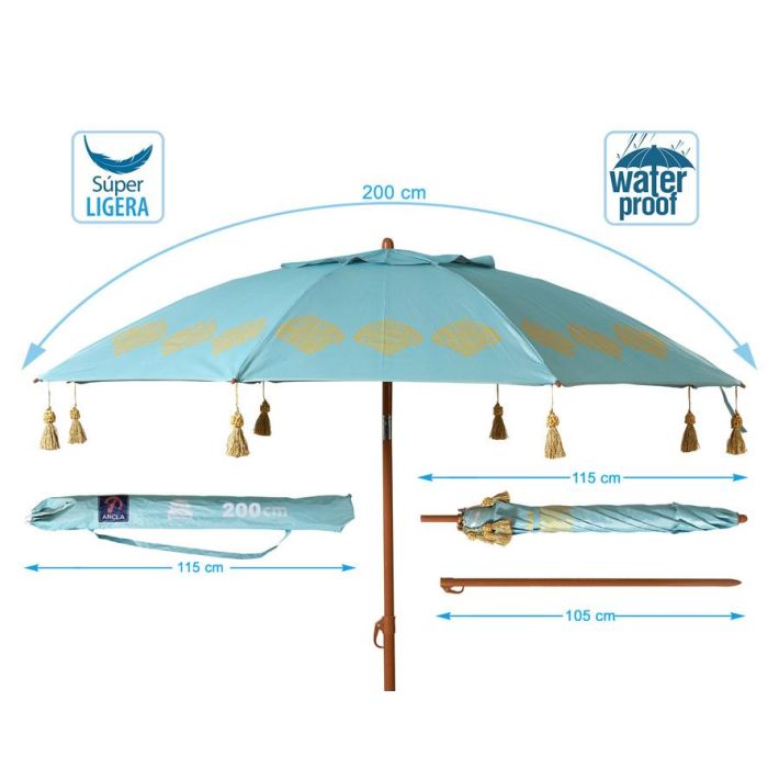 Atosa Sombrilla De Playa De Aluminio Modelo Con Upf 50+ Cian 200 cm 22-25 mm Cian 4