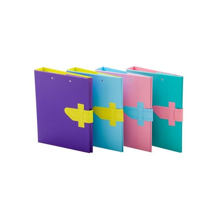 Carpeta De Anillas Con Pinza Miniclip Superior Iberplas Pvc Escolar Fº 4 An.40Mm Con Trabilla Colores Mix