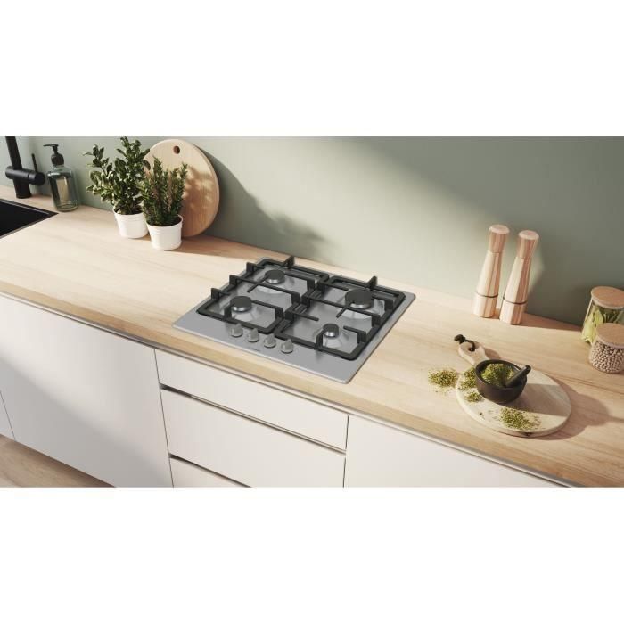 Placa de gas - BOSCH Serie 4 - 4 fuegos - 52 x 58,2 x 4,5 cm - PGP6B5K90 - Acero inoxidable 1 Placa de gas - BOSCH Serie 4 - 4 fuegos - 52 x 58,2 x 4,5 cm - PGP6B5K90 - Acero inoxidable 1