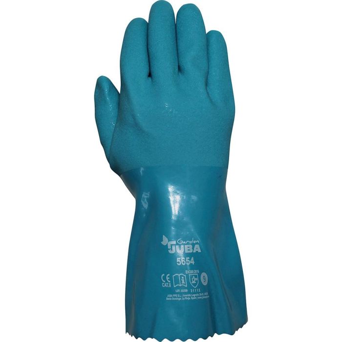 Juba Guante t-07 Riego Jardín Antideslizante PVC Arenoso Algodón Azul Talla 7 1