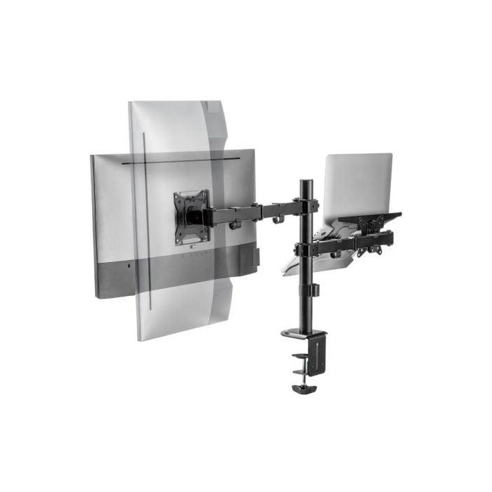 AISENS - SOPORTE DE MESA GIRATORIO E INCLINABLE PARA PORTATIL Y MONITOR/TV 9KG DE 17-32, NEGRO 1 AISENS - SOPORTE DE MESA GIRATORIO E INCLINABLE PARA PORTATIL Y MONITOR/TV 9KG DE 17-32, NEGRO 1