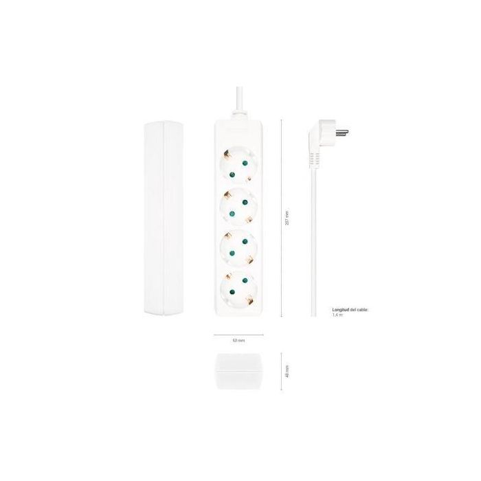 Aisens Regleta De Enchufes Con 4 Tomas Sin Interruptor Cable 1,4M Blanco 2 Aisens Regleta De Enchufes Con 4 Tomas Sin Interruptor Cable 1,4M Blanco 2