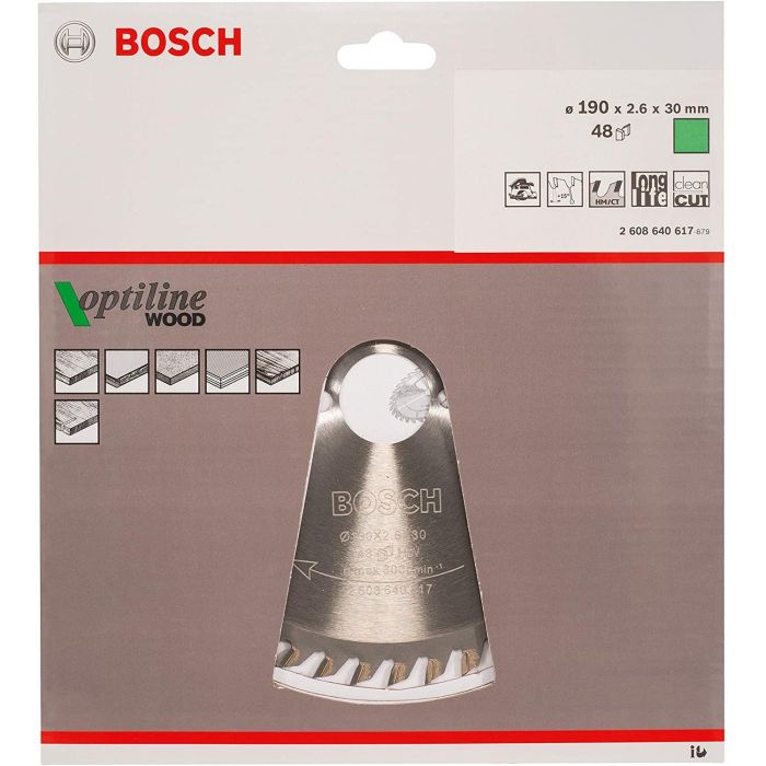 Bosch Kreissägeblatt Optiline Holz 190 x 30 48D 1