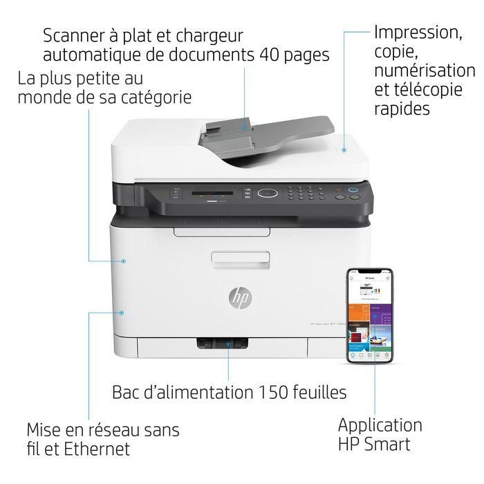 HP 179fnw Impresora Multifunción Láser Color Wi-Fi, Imprime, Escanea, Copia, Fax, Compacta, Móvil, Alta Calidad Color 12