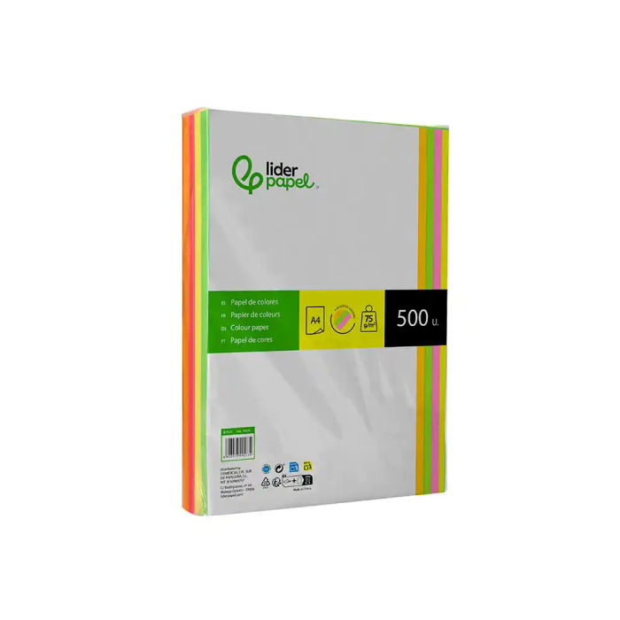 Liderpapel Papel Color DIN A4 75 gr Neón Surtido Paquete 500 Hojas 3 Liderpapel Papel Color DIN A4 75 gr Neón Surtido Paquete 500 Hojas 3