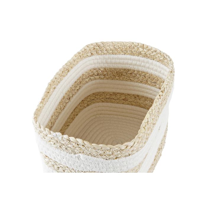 Cesta DKD Home Decor Blanco Beige 20 x 18 x 28 cm 2