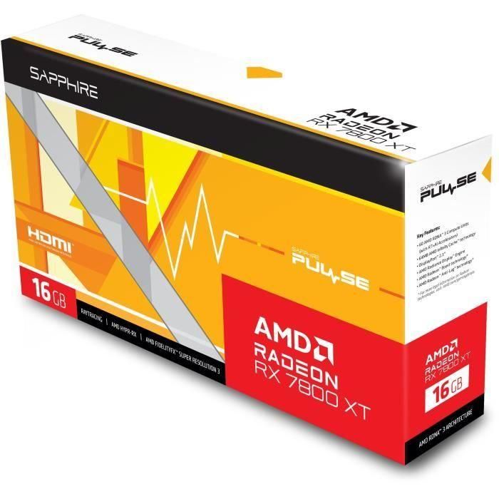 ZAFIRO - Tarjeta gráfica - PULSE AMD RADEON RX 7800 XT GAMING 16GB - GDDR6 - DUAL HDMI / DUAL DP 3