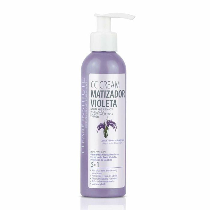 Clearé Institute Matizador Violeta CC cream Tratamiento Neutralizante Tonos Amarillos Naranjas Cabello Rubio, Mechas, Gris 200 ml