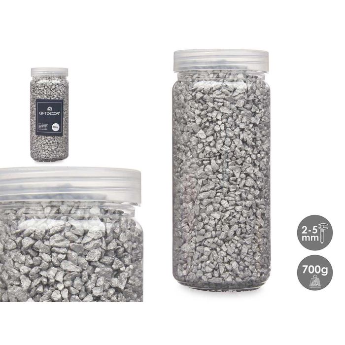 Giftdecor Bote Piedra Metalizada 2-5 mm 700 g Plata - Decoración (12 Unidades) Giftdecor Bote Piedra Metalizada 2-5 mm 700 g Plata - Decoración (12 Unidades)