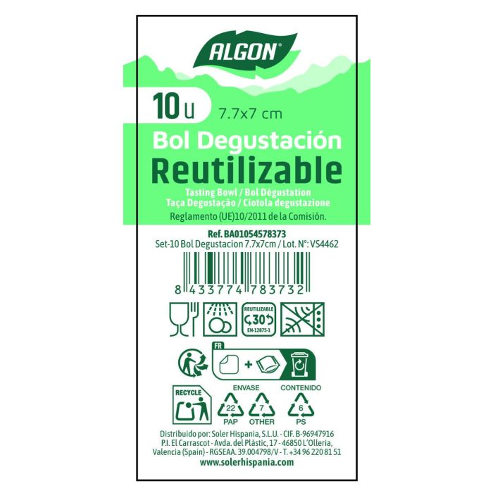 Set de 10 boles de degustación Algon 7.7 x 7 cm - Inde (24 Cajas) 4 Set de 10 boles de degustación Algon 7.7 x 7 cm - Inde (24 Cajas) 4