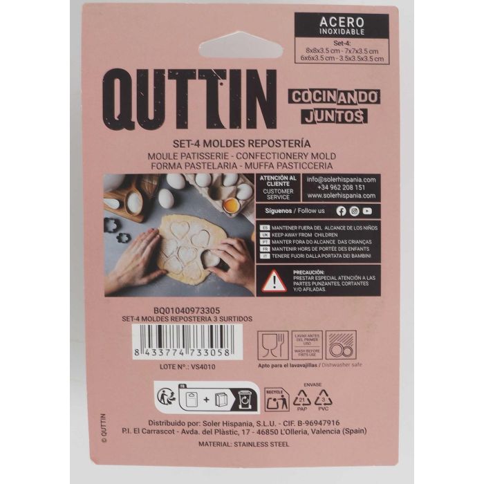 Quttin Set de 4 Moldes para Repostería 3 Surtidos - 11.5 x 17 x 3 cm (24 Unidades) 7
