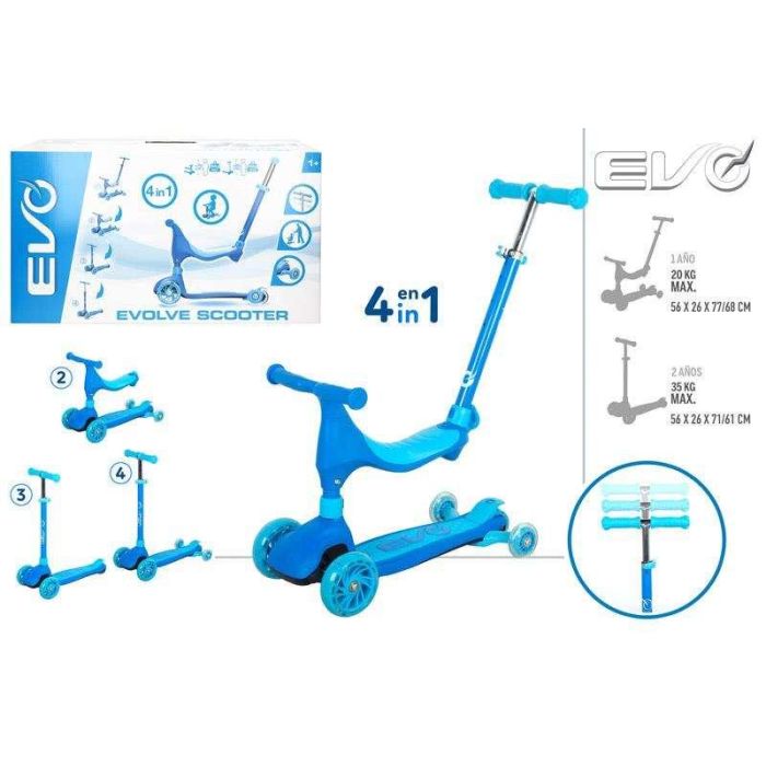 Patinete evo-scooter ride on 4 en 1 azul 1 Patinete evo-scooter ride on 4 en 1 azul 1