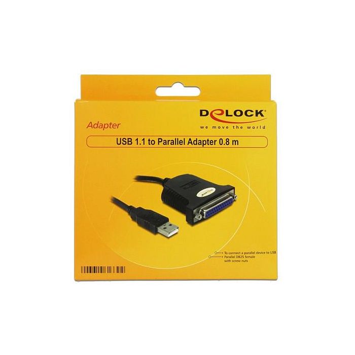 DELOCK Adaptador Paralelo USB 1.1, USB A a DB25, Cable 0.8 m 1 DELOCK Adaptador Paralelo USB 1.1, USB A a DB25, Cable 0.8 m 1