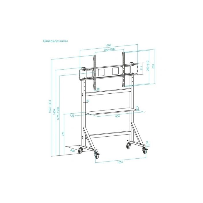 Soporte de Suelo Ajustable con Ruedas TooQ FS20105M-B para TV de 60-105"/ hasta 120kg 4 Soporte de Suelo Ajustable con Ruedas TooQ FS20105M-B para TV de 60-105"/ hasta 120kg 4