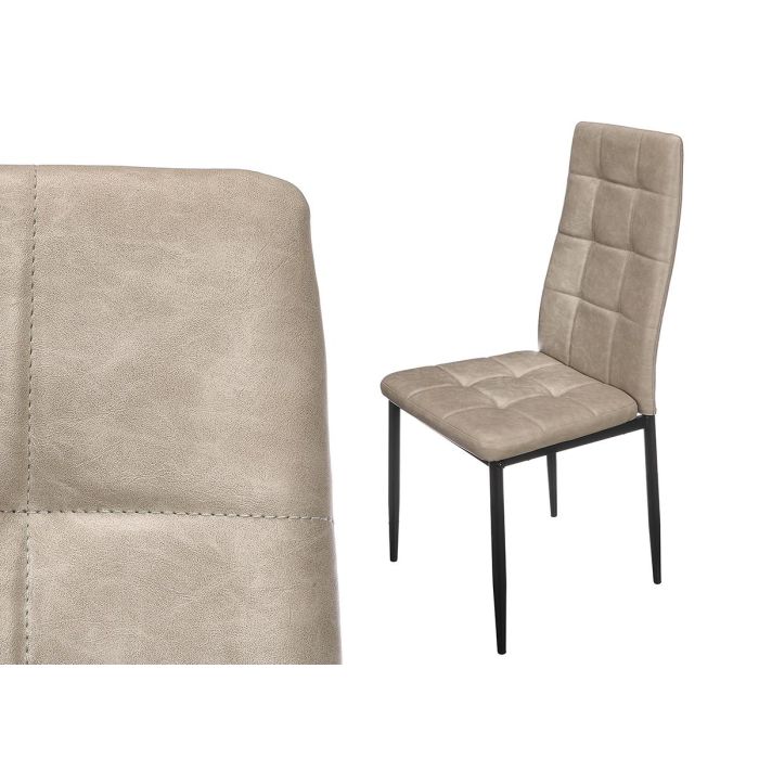 Giftdecor Silla Respaldo Alto, Cuero Gris, 40x95x41 cm (Ancho x Alto x Largo) (Set de 4)