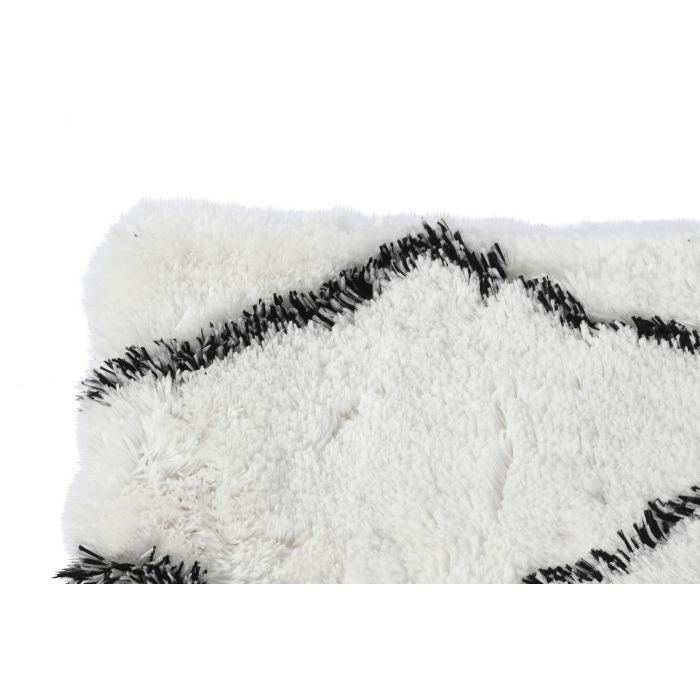 DKD Home Decor Alfombra de Diseño Boho con Estampado de Rombos, 100% Poliéster, Colores Blanco y Negro, Medidas 230x160 cm y 5 cm de Grosor 1