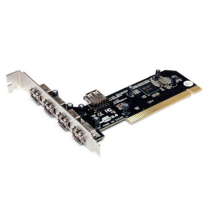 MicroConnect NEC720101 Tarjeta de Expansión PCI USB 2.0 con 4 Puertos Externos y 1 Interno para PC Escritorio, Velocidad 480Mbps