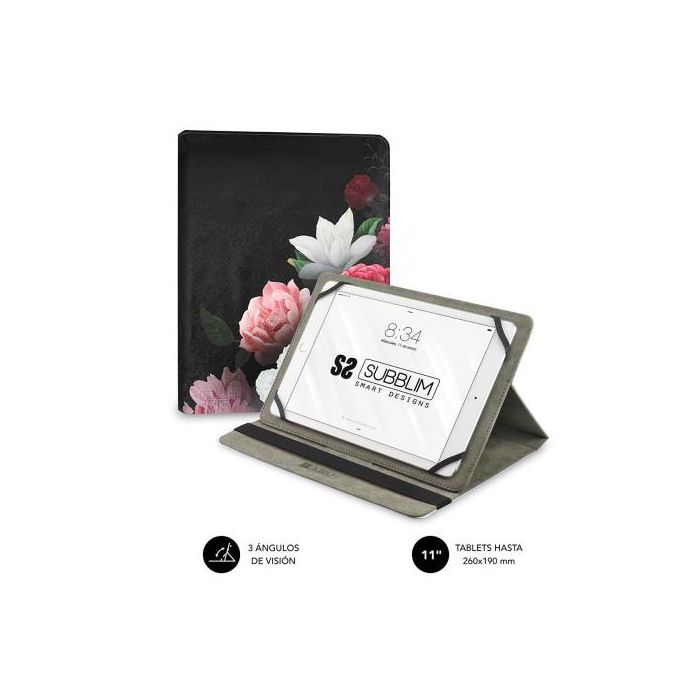 Funda Subblim Trendy Case Rosas para Tablet de 11"/ Negra 1 Funda Subblim Trendy Case Rosas para Tablet de 11"/ Negra 1