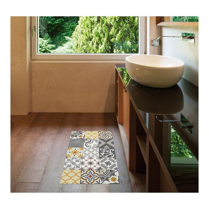 Cintacor - Stor Planet Alfombra vinílica Croma patch gris-ámbar 45x75 cm, antideslizante, superficie lavable 1