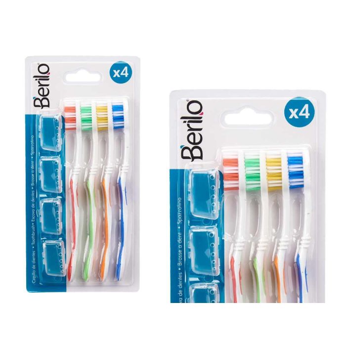 Set 4 Cepillos de Dientes Berilo con Funda - 12x24.7x2.5 cm, Colores Variados (48 Unidades) 2 Set 4 Cepillos de Dientes Berilo con Funda - 12x24.7x2.5 cm, Colores Variados (48 Unidades) 2