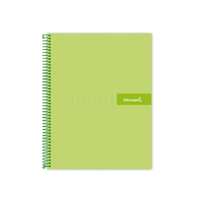 Cuaderno Espiral Liderpapel A4 Micro Crafty Tapa Forrada 120H 90 gr Cuadro 5 mm 5 Bandas 4 Colores Color Verde 1