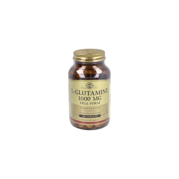 Solgar L-Glutamina 1.000 mg 60 Comprimidos. Suplemento Aminoácido Vegano, Kosher y Vegetariano para Músculos.