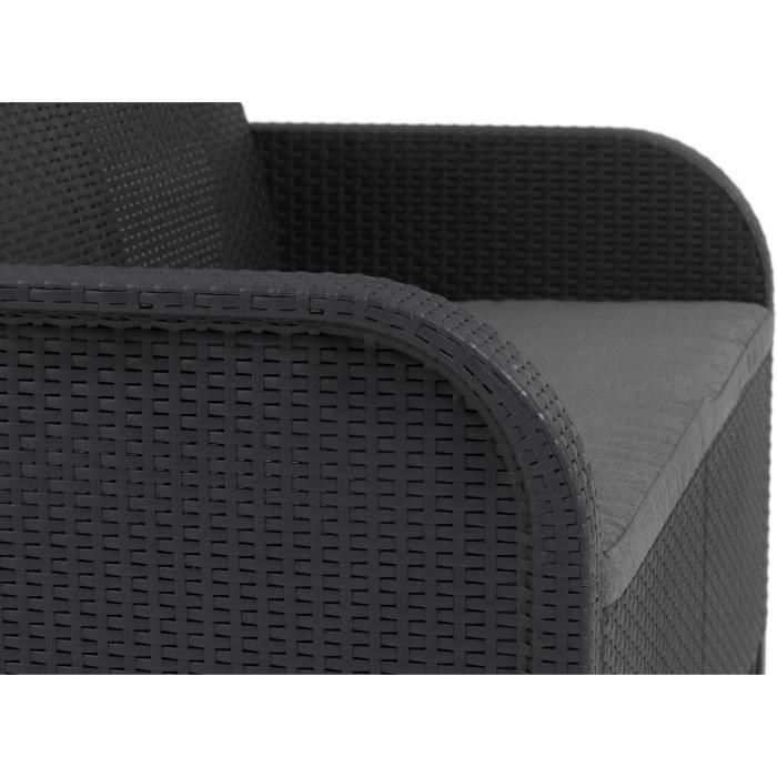 Allibert by KETER Sofá Jardín Sanremo 2 Plazas de Resina Trenzada Aspecto Ratán Gris Grafito Cojines 113x63x74cm 3 Allibert by KETER Sofá Jardín Sanremo 2 Plazas de Resina Trenzada Aspecto Ratán Gris Grafito Cojines 113x63x74cm 3