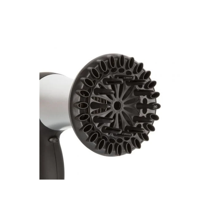 Tristar HD-2322 Secador de Pelo Profesional 2000W Negro y Plata con Accesorios Difusor y Boquilla Estrecha Control de Temperatura y Golpe de Frío Cable 1.7m 1