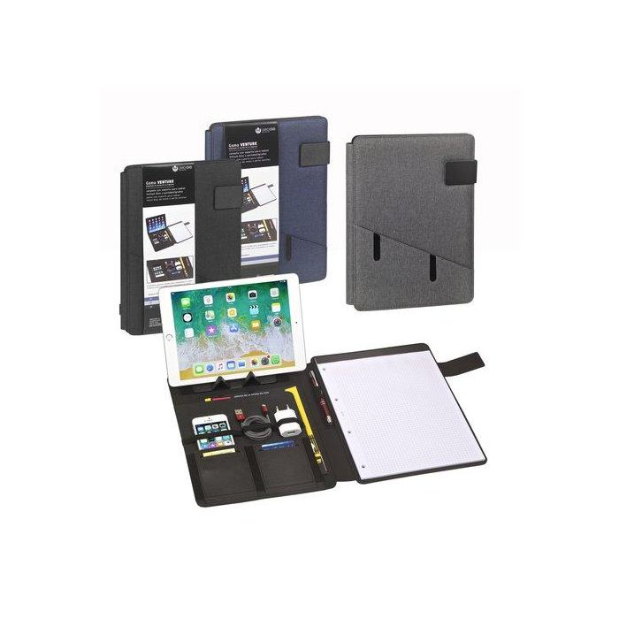 Carpeta De Congresos Carchivo Venture A4 Con Multi Bolsillo, Bloc Y Atril Tablet Gris (Set de 3)