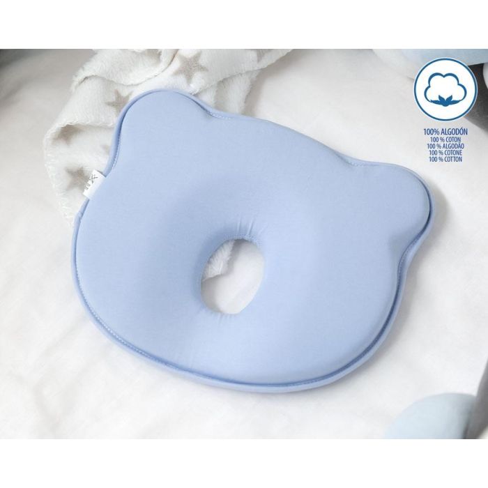 KioKids Almohada Ergonómica Anti-Plagiocefalia para Bebés Recién Nacidos, con Cavidad Central y Tejido Algodón 100% Azul 0 KioKids Almohada Ergonómica Anti-Plagiocefalia para Bebés Recién Nacidos, con Cavidad Central y Tejido Algodón 100% Azul 0
