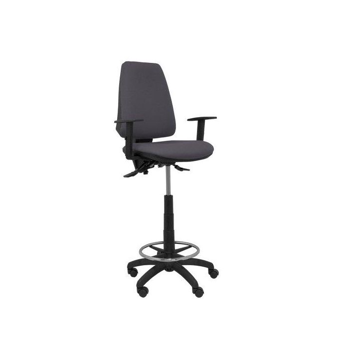 Taburete Piqueras Y Crespo Elche S Brazos Regulables Ergonomico Mecanismo Asincro Regulable En Altura Aro Reposapies Cromado Ruedas Nailon Asiento Y Respaldo Tapizados Bali Gris Oscuro