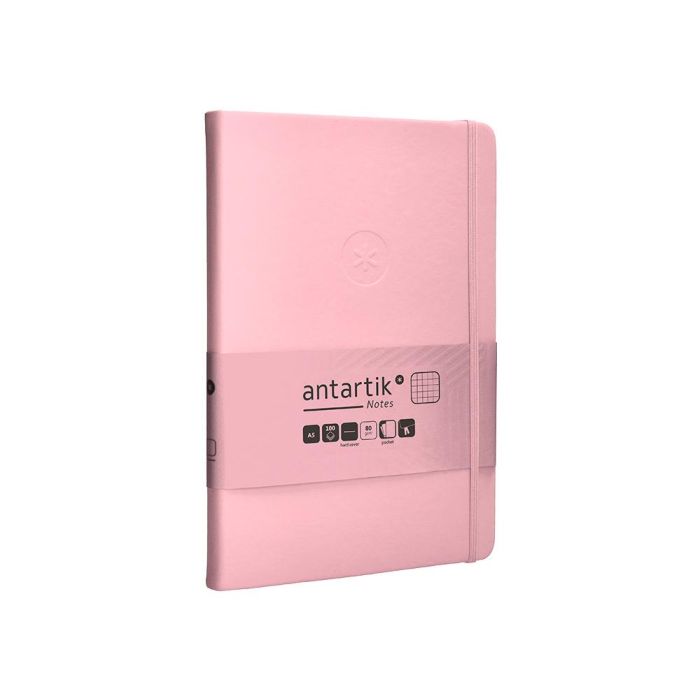 Cuaderno Con Gomilla Antartik Notes Tapa Dura A5 Hojas Cuadricula Rosa Pastel 100 Hojas 80 gr Fsc 4