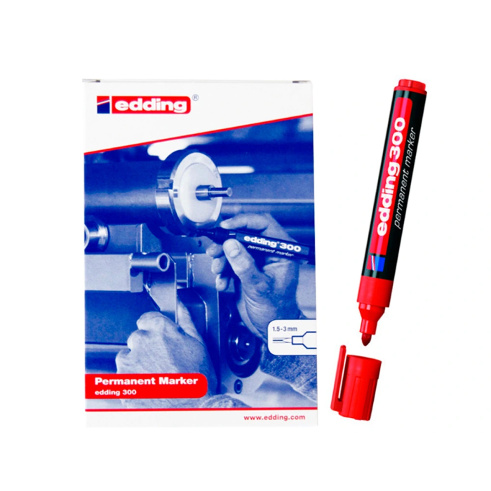Edding Marcador Permanente 300 Rojo Set de 10 Marcadores para Todo Tipo de Materiales, Trazos 1.5-3mm (Set de 10) 4