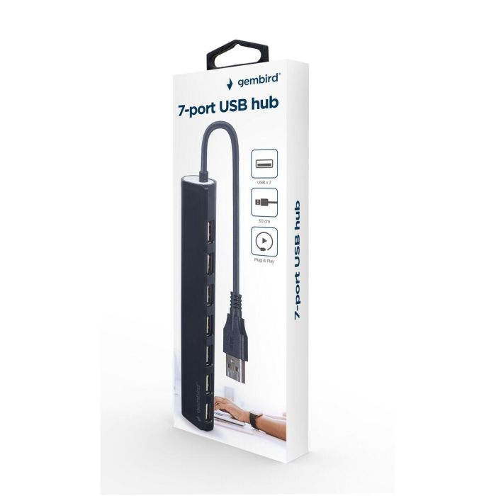 Hub USB GEMBIRD UHB-U2P7-04 Negro 2 Hub USB GEMBIRD UHB-U2P7-04 Negro 2