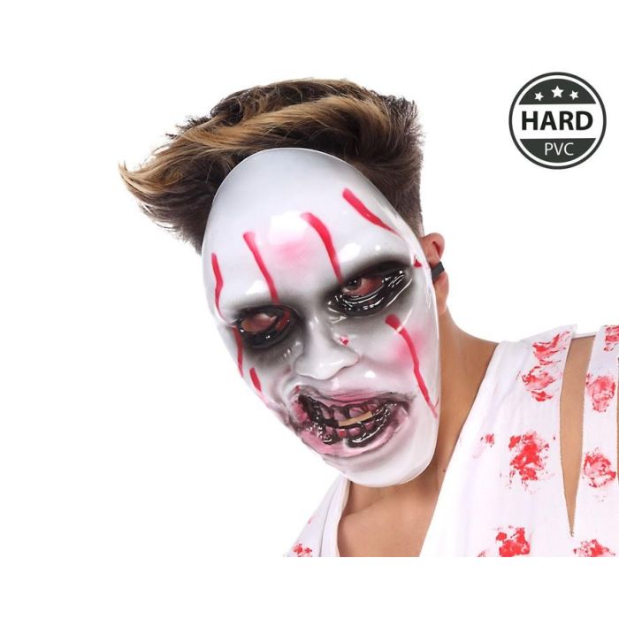 Máscara Muerto Viviente Blanca Con Detalles Ensangrentados Accesorio Halloween Adulto