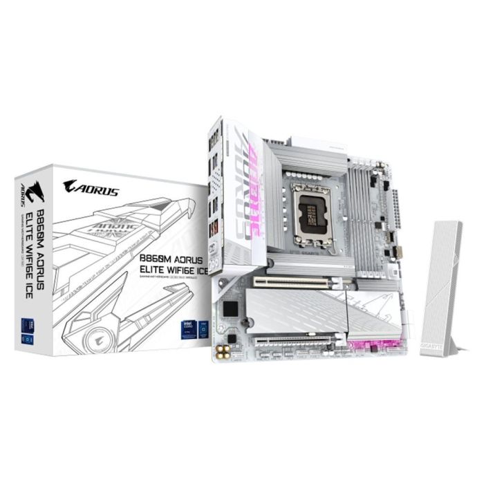 Gigabyte B860M AORUS ELITE WF6E ICE Placa base Intel B860 LGA 1851 DDR5 Wi-Fi 6E Micro ATX