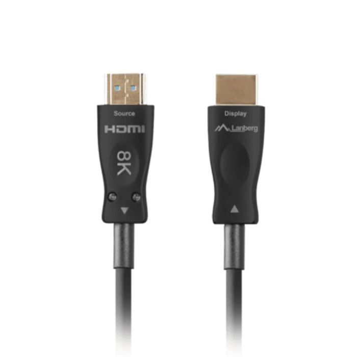 Lanberg CA-HDMI-30FB-0100-BK Cable HDMI 2.1 Macho/Macho 10m 48Gbps Chapado en Oro Negro