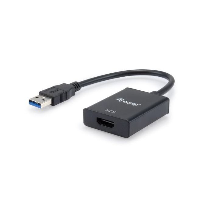 Equip Adaptador USB 3.0 a HDMI 133385, USB 3.2 Gen 1, Tipo-A Macho a HDMI Hembra, Negro