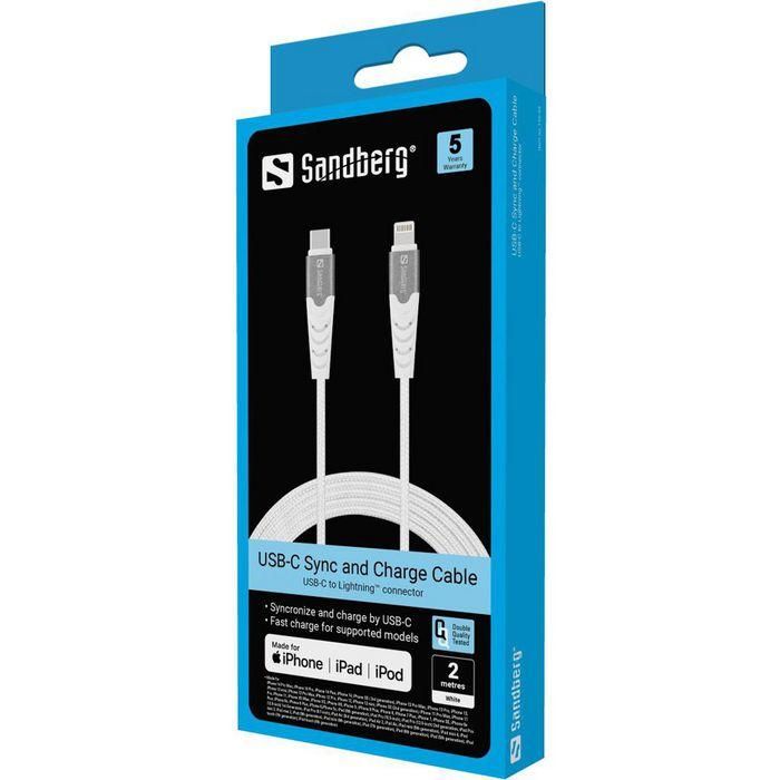 Sandberg Cable USB-C a Lightning MFI 2 Metros PRO para iPhone y iPad 1