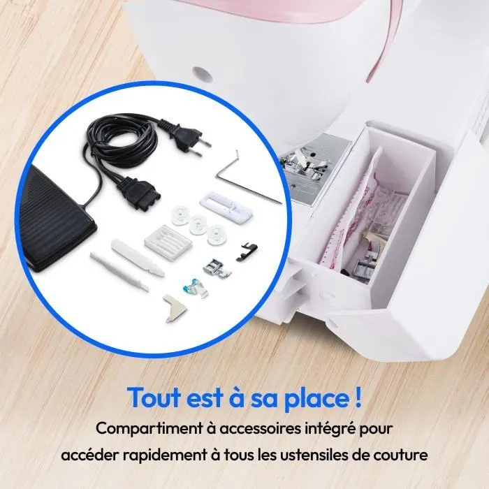 Medion MED4061275230475 Máquina de Coser, 62W, 24 Puntadas + Dobles, 700 RPM, Luz LED, Color Rosa 5