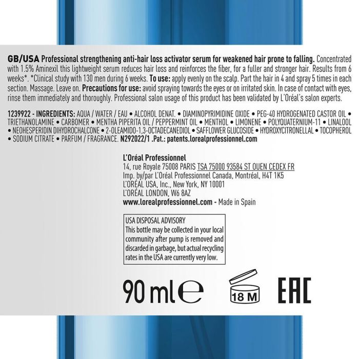 L'Oreal Aminexil Advanced Sérum Anticaída Profesional para Cabello Debilitado 90ml 1