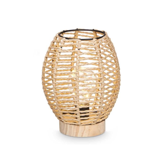 Lampara Sobremesa Ovalada Cuerda Base Madera Giftdecor 15X20CM (12 Unidades) 2 Lampara Sobremesa Ovalada Cuerda Base Madera Giftdecor 15X20CM (12 Unidades) 2