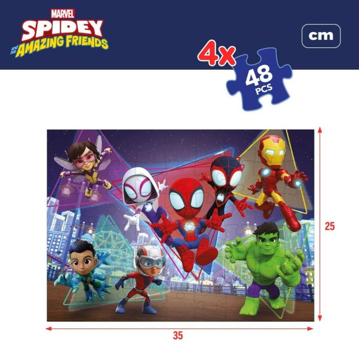 Set de 4 Puzzles Spidey 35 x 1,5 x 25 cm 48 Piezas (6 Unidades) 8 Set de 4 Puzzles Spidey 35 x 1,5 x 25 cm 48 Piezas (6 Unidades) 8