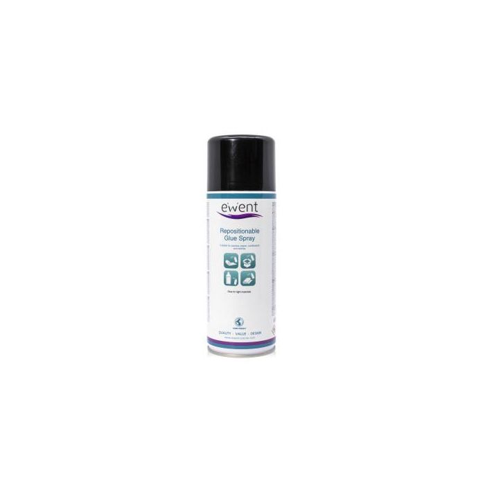 Ewent EW5625 Spray de Pegamento Reposicionable, Secado Rápido para Plástico, Papel, Corcho, Cartón, Poliestireno, Textiles y Espumas